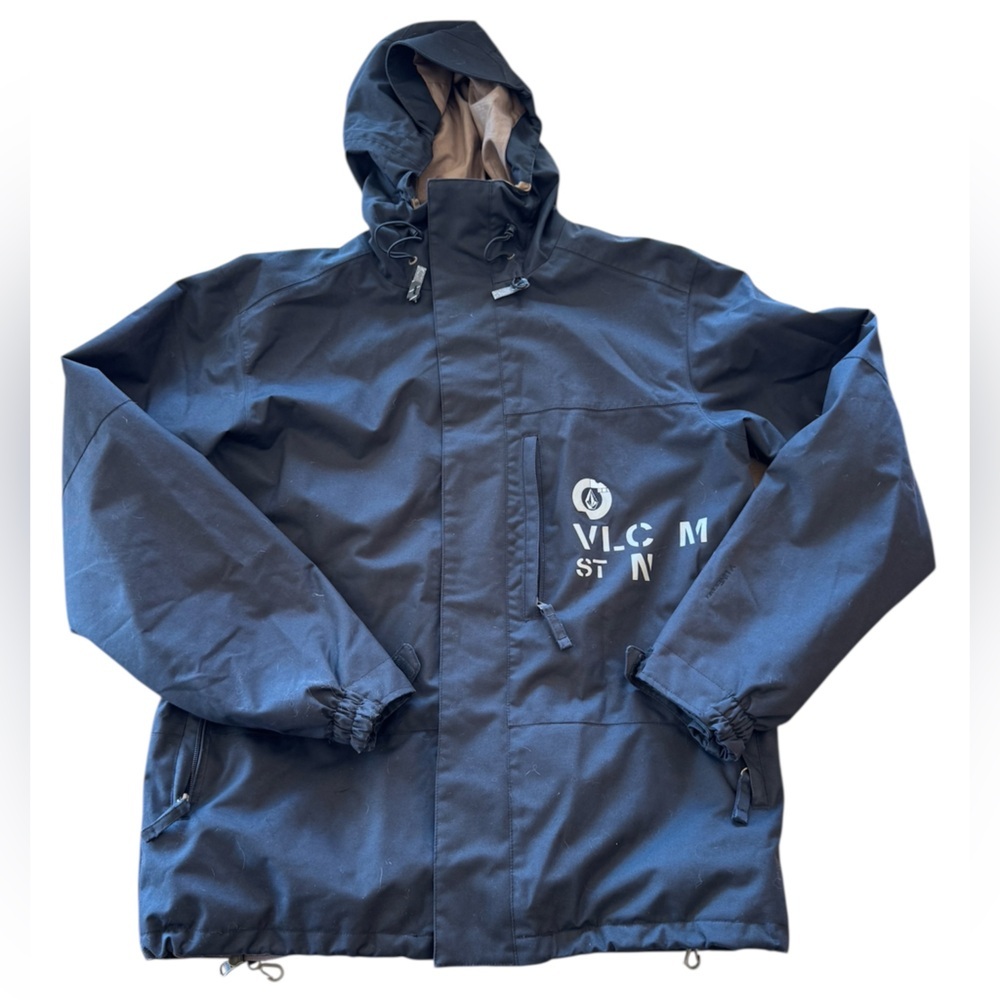 Volcano Black Hooded Full Zip Ski Snowboarding Jacket with Logo M